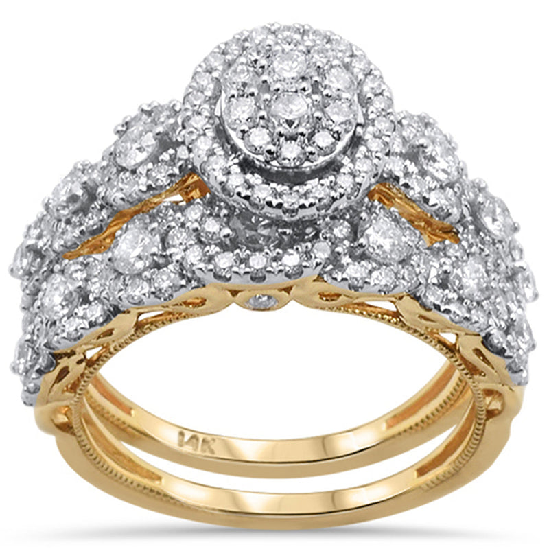 DIAMOND CLOSEOUT!  1.47ct 14k Yellow Gold Oval Diamond Engagement Ring Bridal Set Size 6.5
