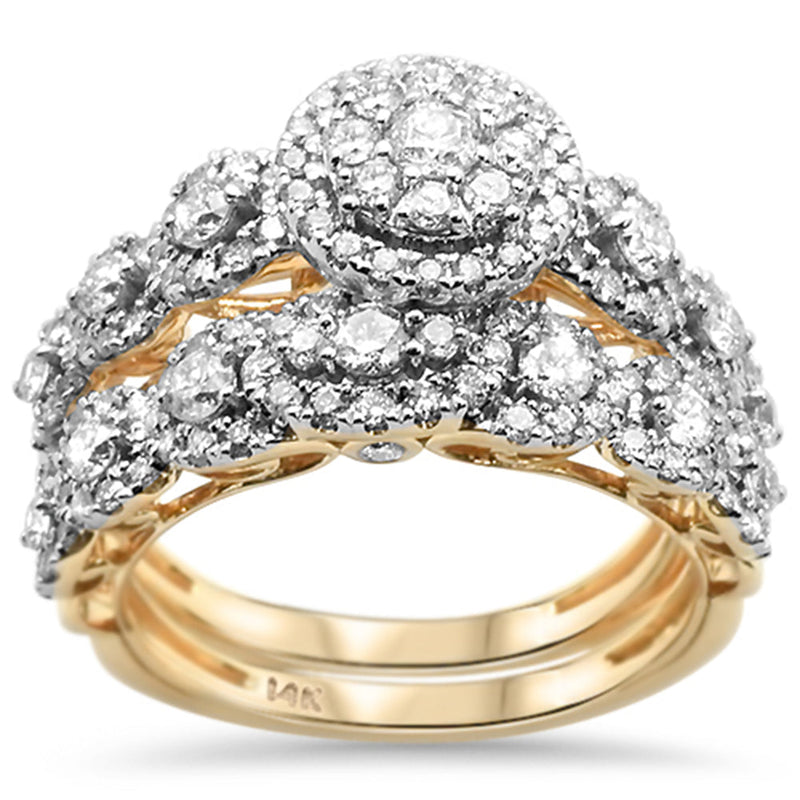 DIAMOND CLOSEOUT!  1.46ct 14k Two Tone Gold Diamond Engagement Ring Bridal Set Size 6.5