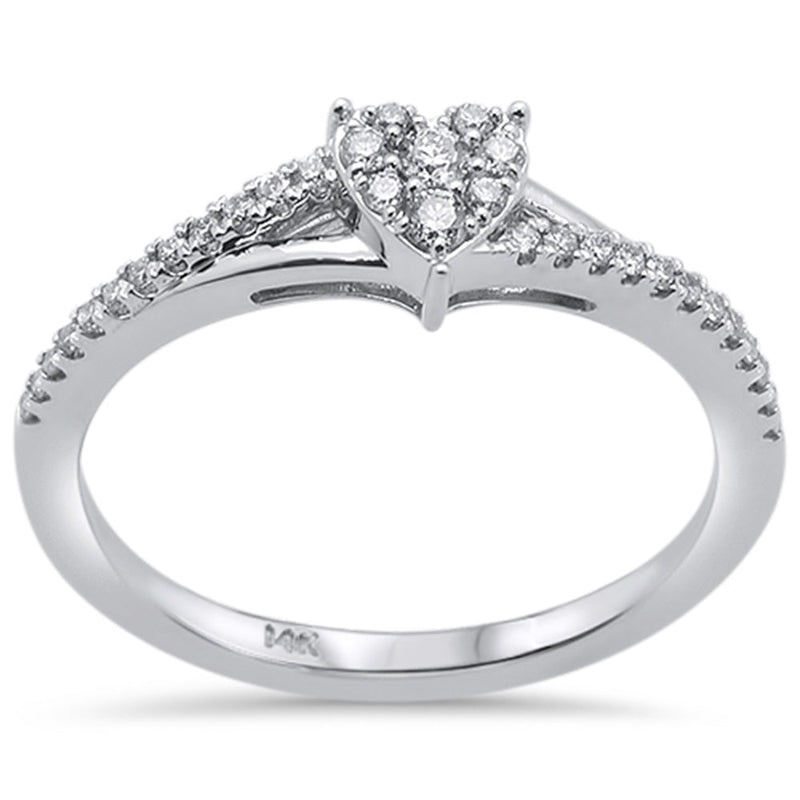 DIAMOND CLOSEOUT! .19ct 14k White Gold Heart Shaped Diamond Engagement Promise Ring Size 6.5