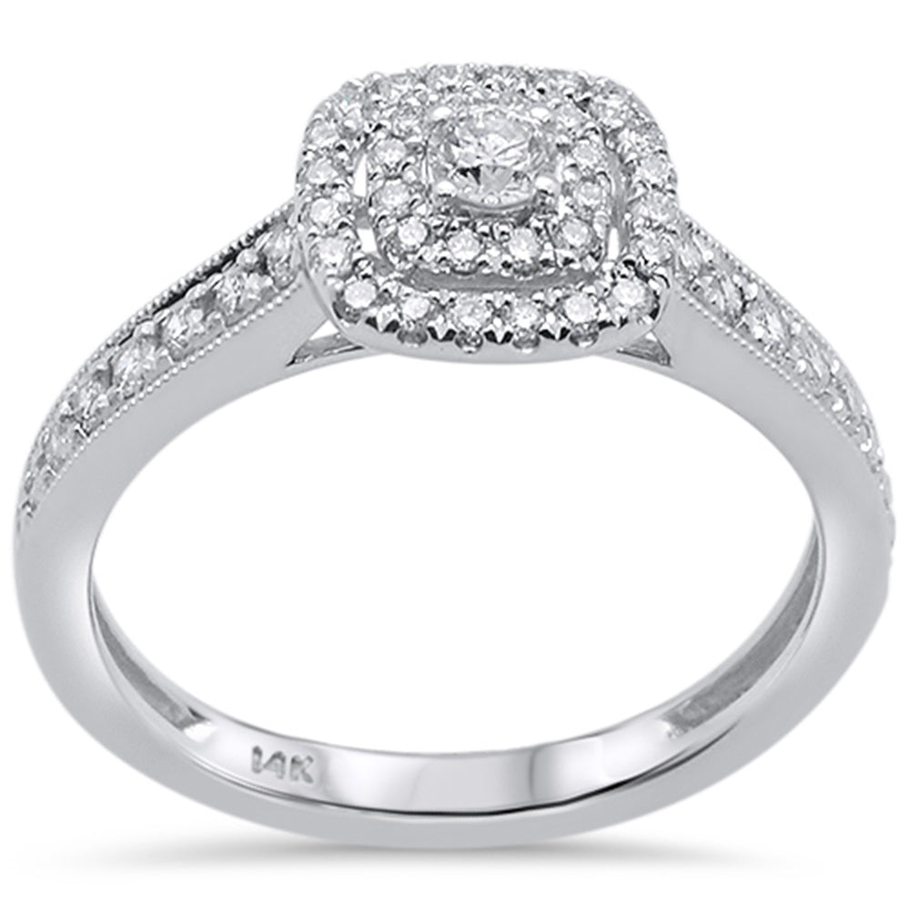 DIAMOND CLOSEOUT!  .49ct 14k White Gold Square Shape Diamond Engagement Ring Size 6.5