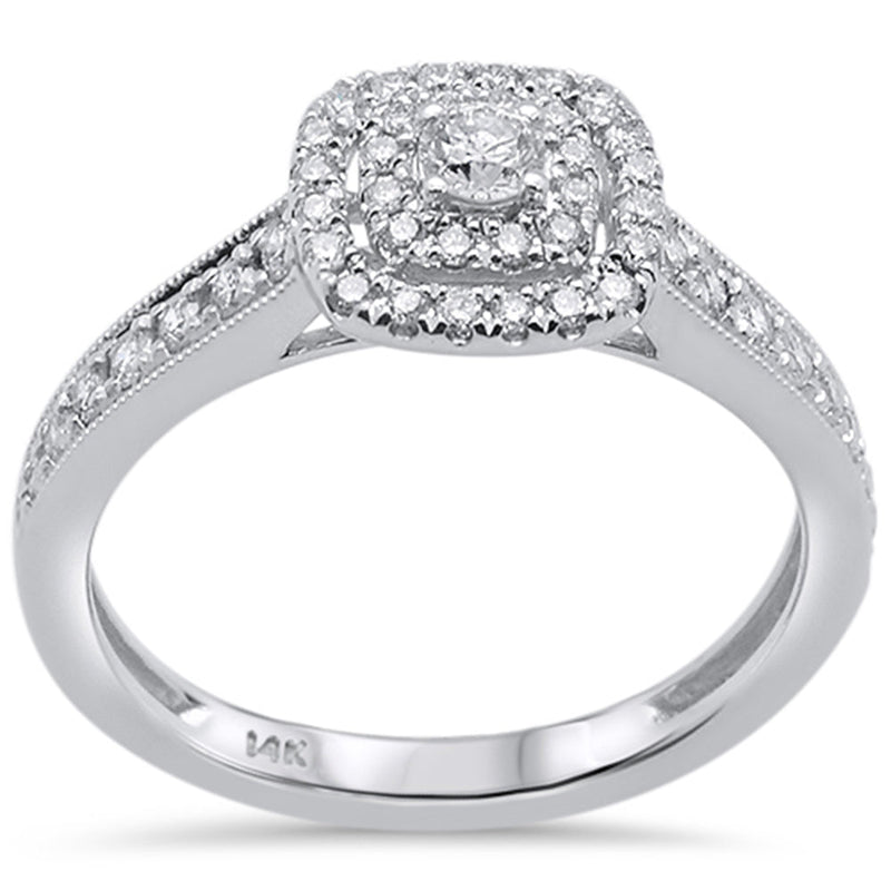DIAMOND CLOSEOUT!  .49ct 14k White Gold Square Shape Diamond Engagement Ring Size 6.5