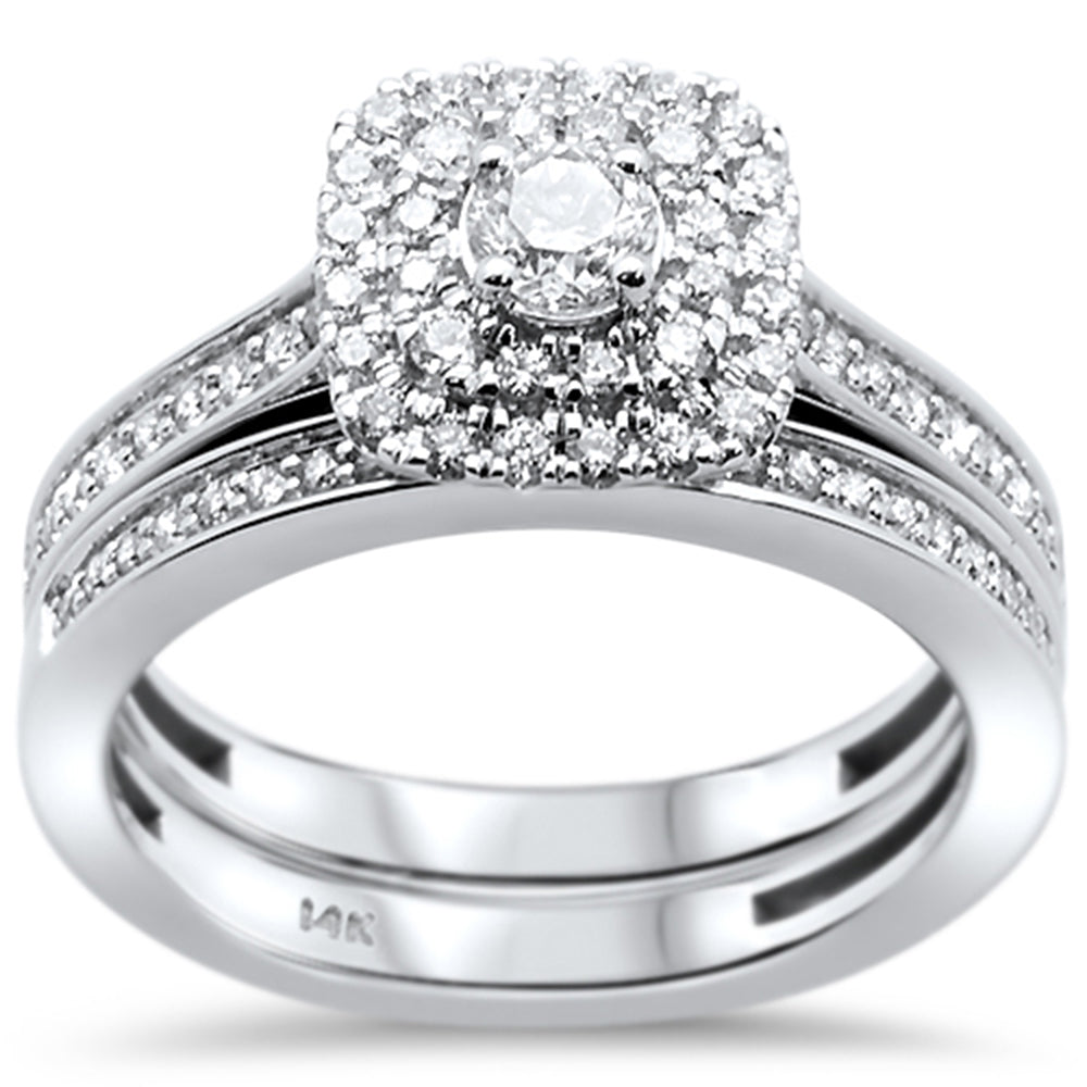 DIAMOND CLOSEOUT! .75ct 14k White Gold Diamond Engagement Bridal Set Ring Size 6.5