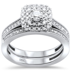 DIAMOND CLOSEOUT! .75ct 14k White Gold Diamond Engagement Bridal Set Ring Size 6.5