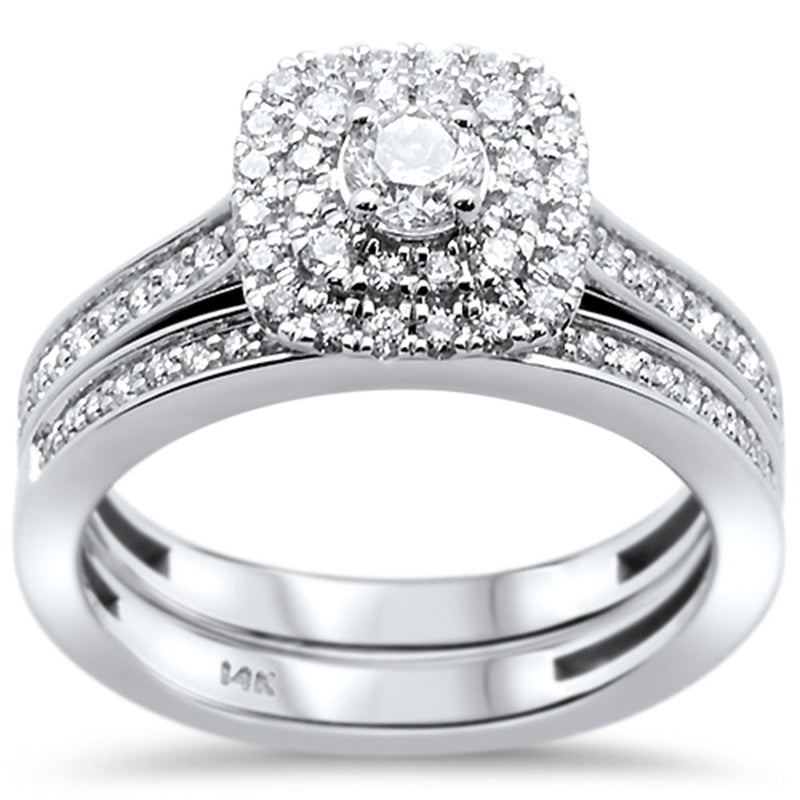 DIAMOND CLOSEOUT! .75ct 14k White Gold Diamond Engagement Bridal Set Ring Size 6.5