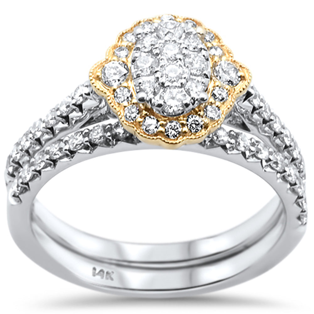 SPECIAL! .75ct 14k Two Tone Gold Diamond Engagement Ring Bridal Set Size 6.5