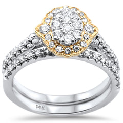 SPECIAL! .75ct 14k Two Tone Gold Diamond Engagement Ring Bridal Set Size 6.5