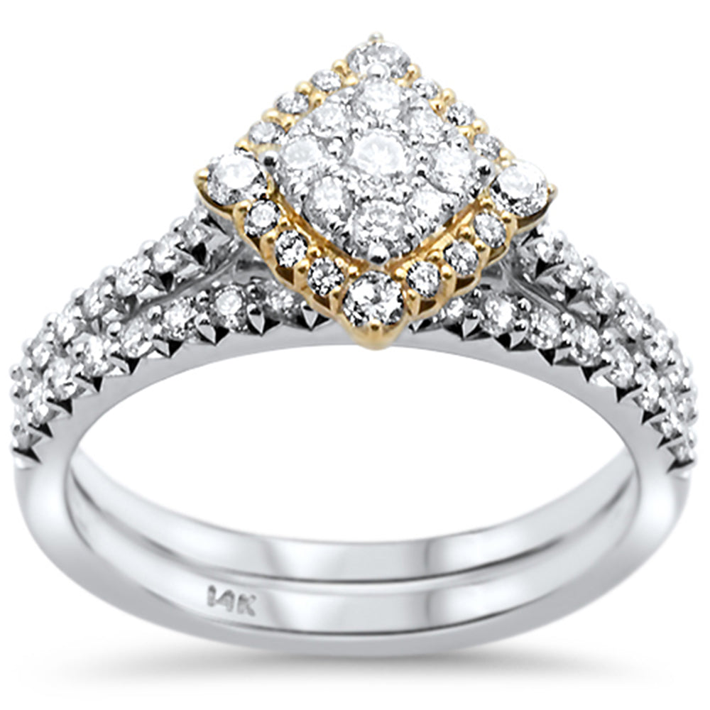 DIAMOND CLOSEOUT! .75ct G SI 14k Two Tone Gold Square Shape Diamond Engagement Ring Bridal Set 6.5