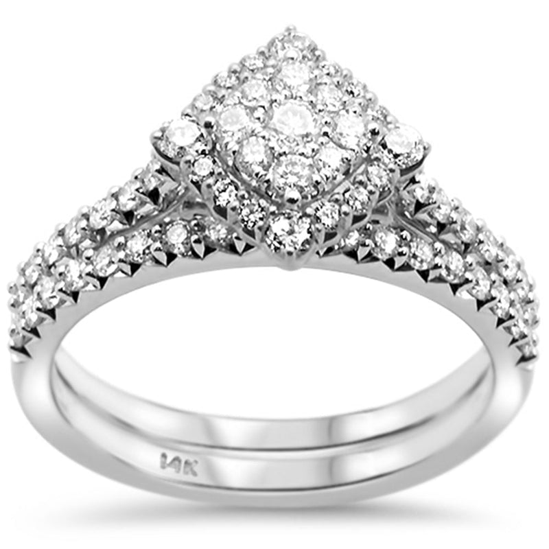DIAMOND CLOSEOUT! .74ct G SI 14k White Gold Square Shape Diamond Engagement Bridal Set 6.5