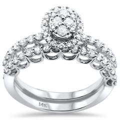 DIAMOND CLOSEOUT! .74ct 14k White Gold Round Diamond Engagement Ring Bridal Set Size 6.5
