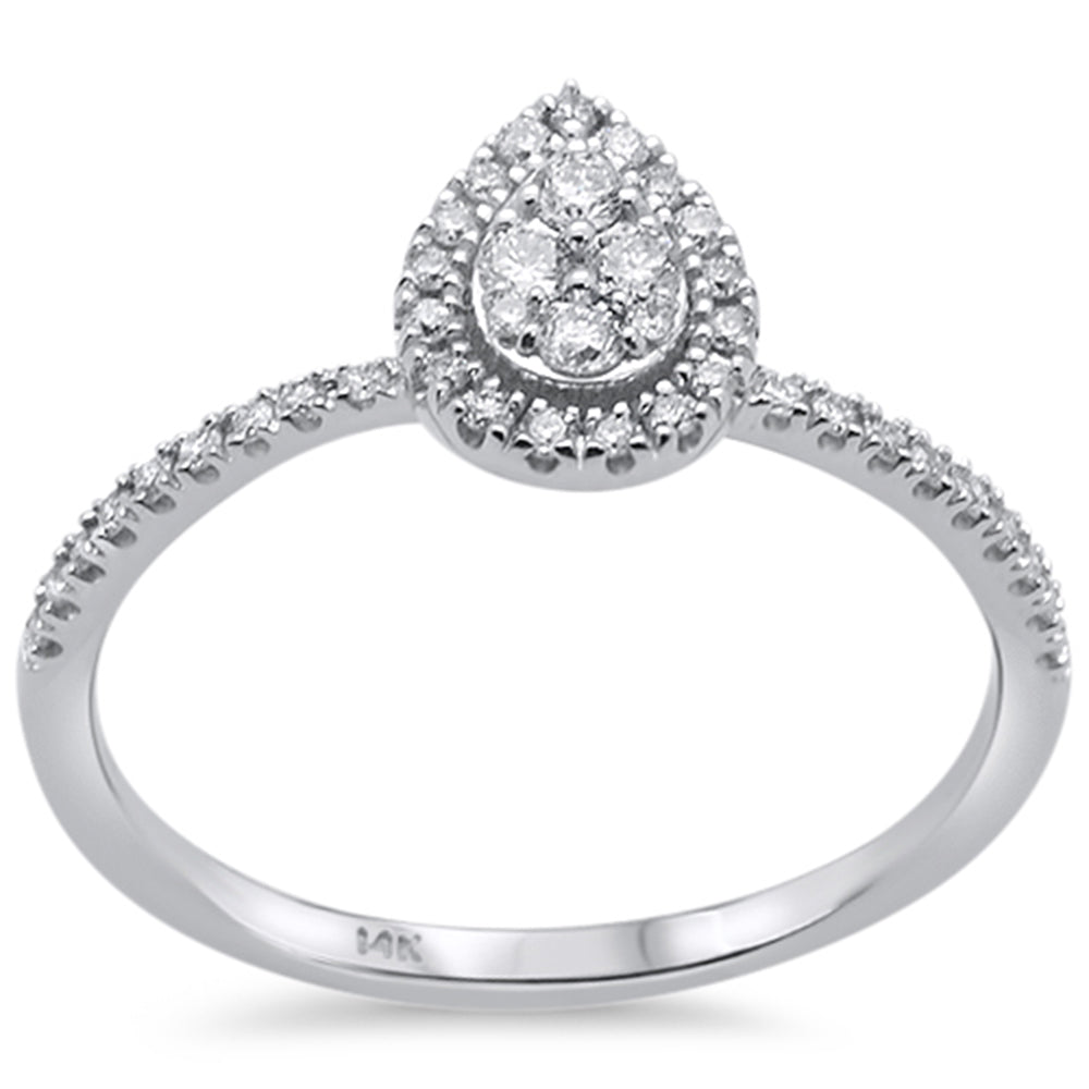 DIAMOND CLOSEOUT! .25ct 14k White Gold Pear Shape Diamond Engagement Promise Ring Size 6.5