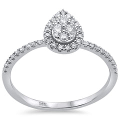 DIAMOND CLOSEOUT! .25ct 14k White Gold Pear Shape Diamond Engagement Promise Ring Size 6.5