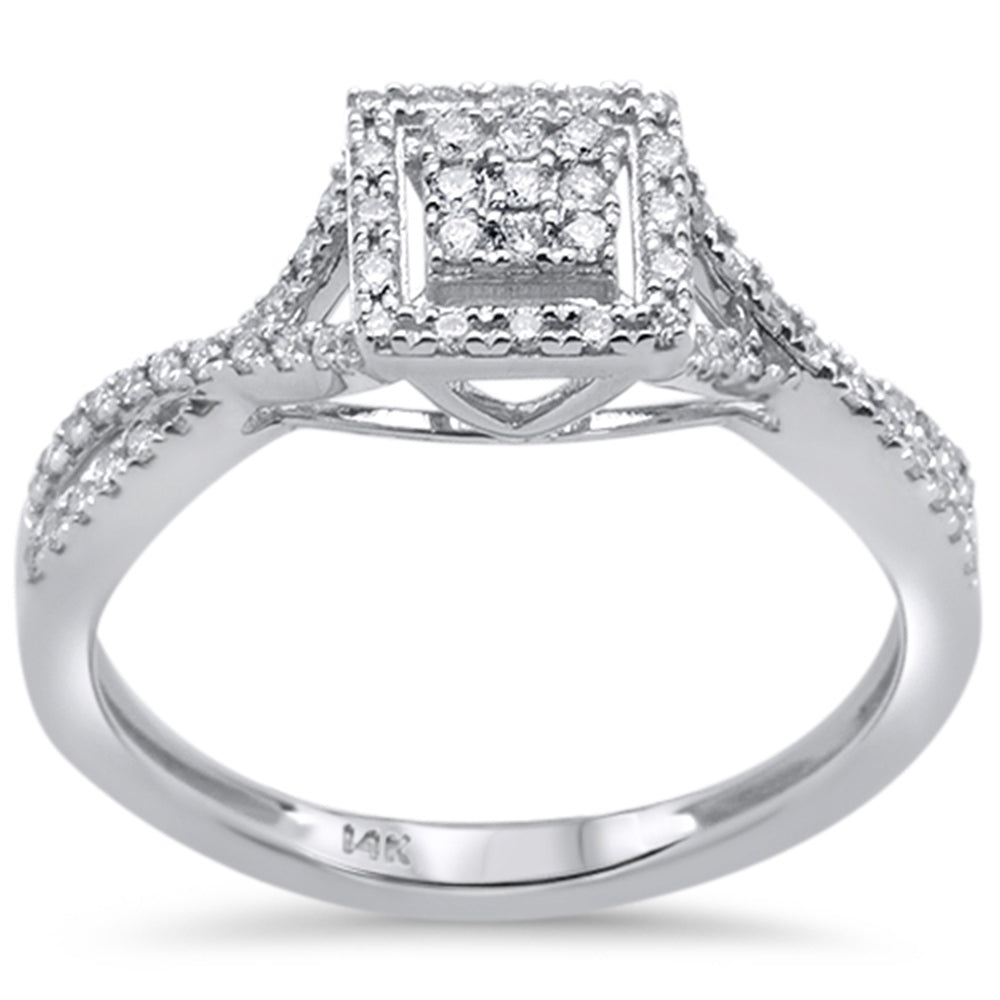 SPECIAL! .25ct 14k White Gold Square Shape Diamond Twisted Band Engagement Ring