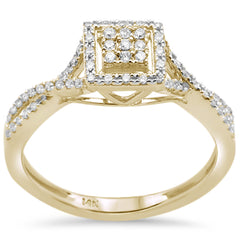 DIAMOND CLOSEOUT! .25CT G SI 14KT Yellow Gold Diamond Square Stye Engagement Ring Size 6.5
