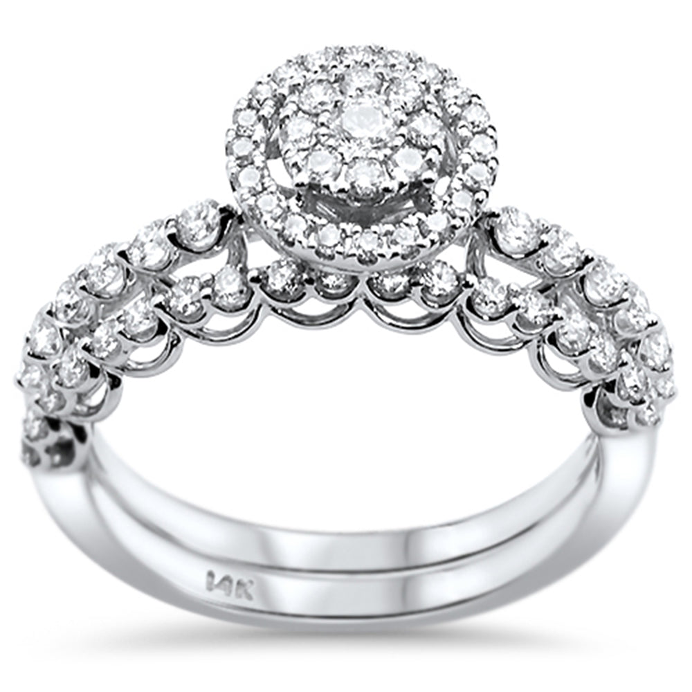 DIAMOND CLOSEOUT!  .74ct 14k White Gold Round Diamond Engagement Ring Bridal Set Size 6.5