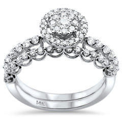 DIAMOND CLOSEOUT!  .74ct 14k White Gold Round Diamond Engagement Ring Bridal Set Size 6.5