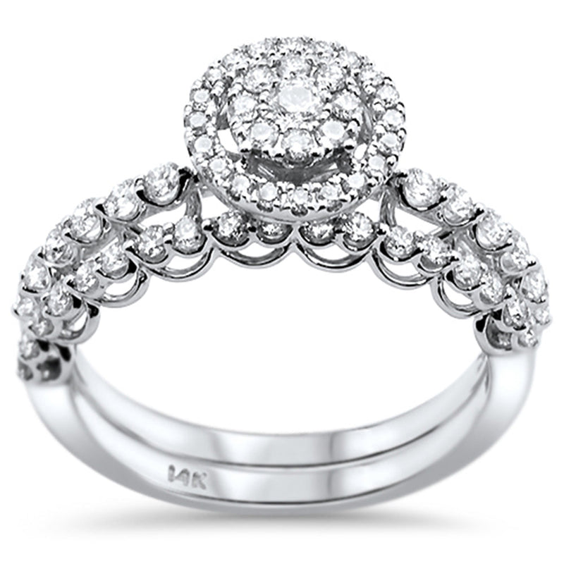 DIAMOND CLOSEOUT!  .74ct 14k White Gold Round Diamond Engagement Ring Bridal Set Size 6.5