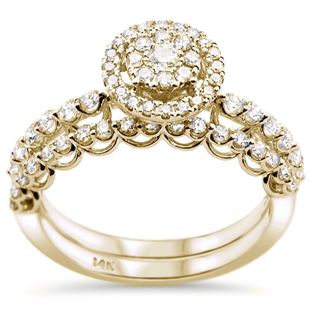 DIAMOND CLOSEOUT! .75ct 14k Yellow Gold Round Diamond Engagement Ring Bridal Set Size 6.5