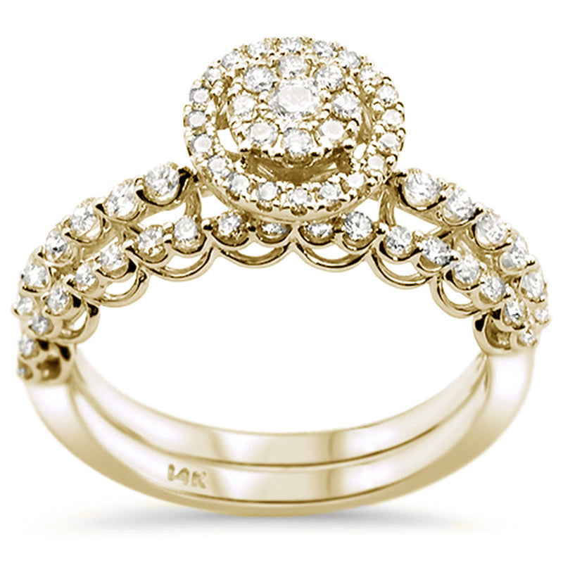 DIAMOND CLOSEOUT! .75ct 14k Yellow Gold Round Diamond Engagement Ring Bridal Set Size 6.5