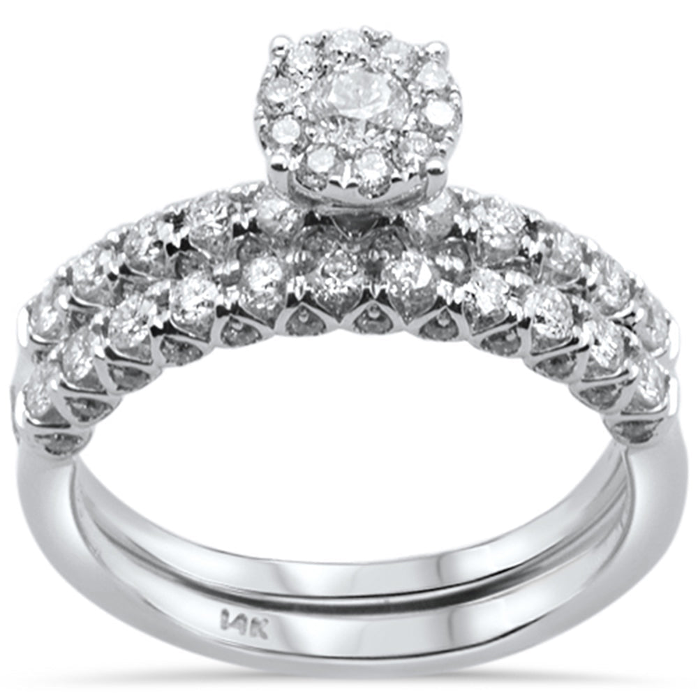 DIAMOND CLOSEOUT! 1.00ct 14k White Gold Round Diamond Engagement Ring Bridal Set Size 6.5