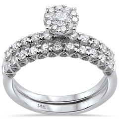 DIAMOND CLOSEOUT! 1.00ct 14k White Gold Round Diamond Engagement Ring Bridal Set Size 6.5