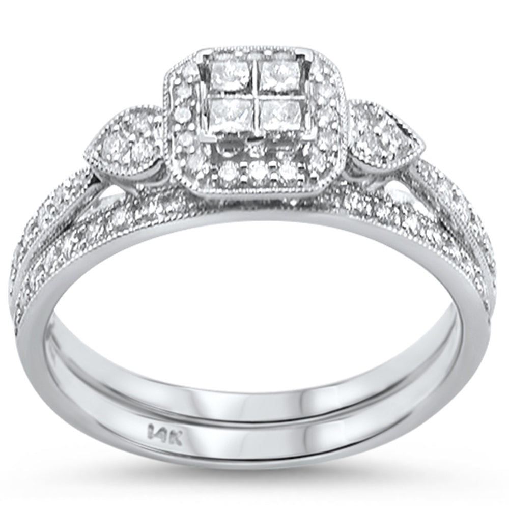DIAMOND CLOSEOUT!  .50ct 14k White Gold Diamond Princess Engagment Bridal Ring Set Size 6.5