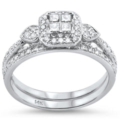 DIAMOND CLOSEOUT!  .50ct 14k White Gold Diamond Princess Engagment Bridal Ring Set Size 6.5