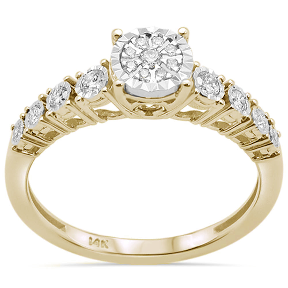 SPECIAL! .23CT G SI 14KT Yellow Gold Diamond Round Diamond 5 Stone Miracle Illusion Engagement Ring Size 6.5