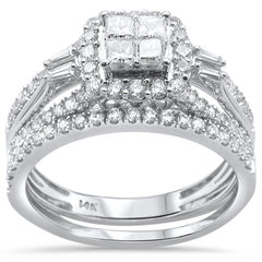 DIAMOND CLOSEOUT!  1.00ct 14k White Gold Diamond Engagement Ring Bridal Set Size 6.5
