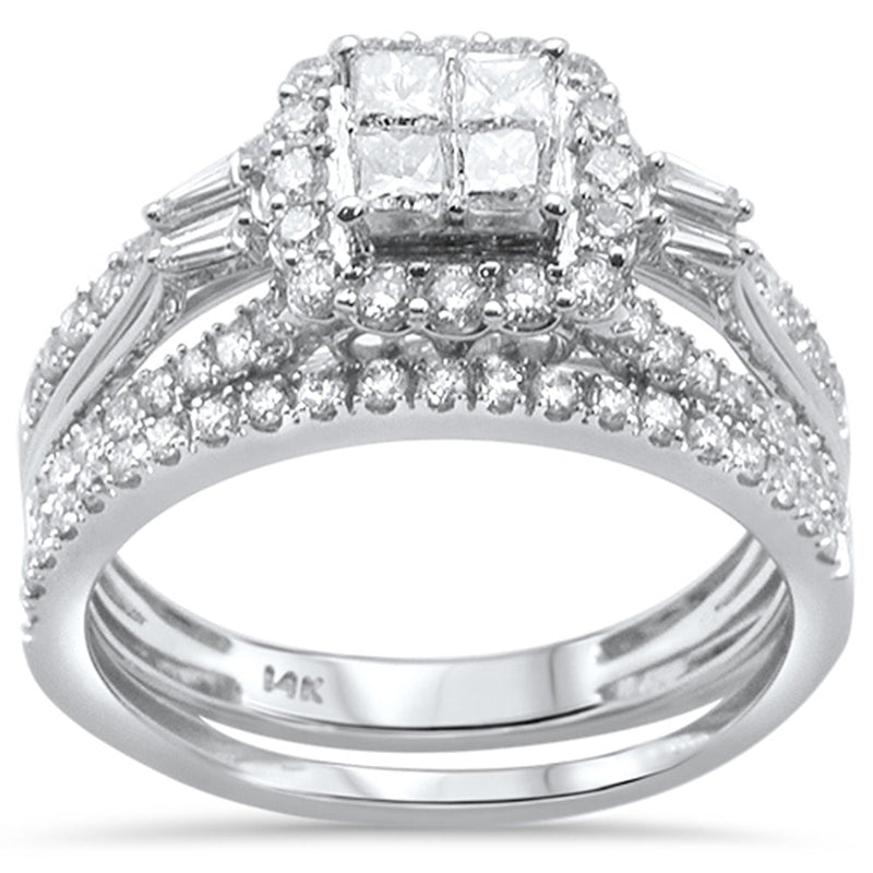 DIAMOND CLOSEOUT!  1.00ct 14k White Gold Diamond Engagement Ring Bridal Set Size 6.5