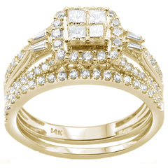 DIAMOND CLOSEOUT!  1.00ct 14k Yellow Gold Diamond Engagement Ring Bridal Set Size 6.5