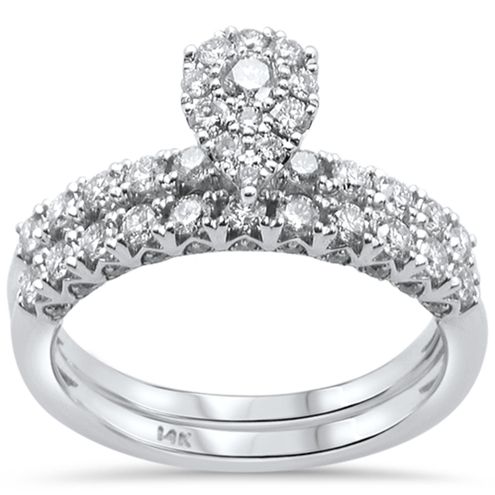 SPECIAL!.99ct 14k White Gold Diamond Pear Shape Engagement Ring Bridal Set