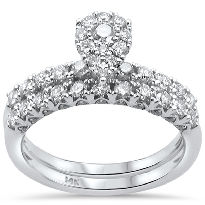 SPECIAL!.99ct 14k White Gold Diamond Pear Shape Engagement Ring Bridal Set