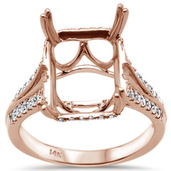 DIAMOND CLOSEOUT! .32ct 14k Rose Gold Radiant Emerald Cut Diamond Semi Mount Ring Size 6.5