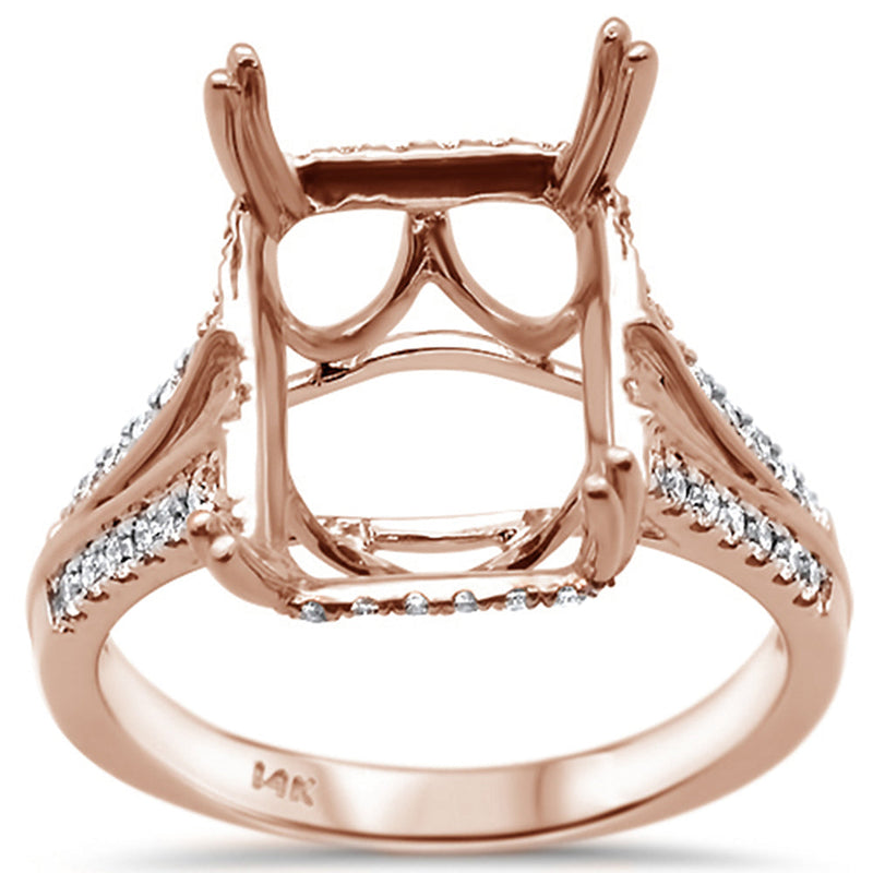DIAMOND CLOSEOUT! .32ct 14k Rose Gold Radiant Emerald Cut Diamond Semi Mount Ring Size 6.5