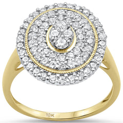 DIAMOND CLOSEOUT! .98ct 10k Yellow Gold Diamond Oval Shape Cocktail Engagement Ring Size 6.5
