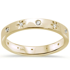 SPECIAL!.12ct 14K Yellow Gold Bezel Set Diamond Stars Band Ring Size 6.5