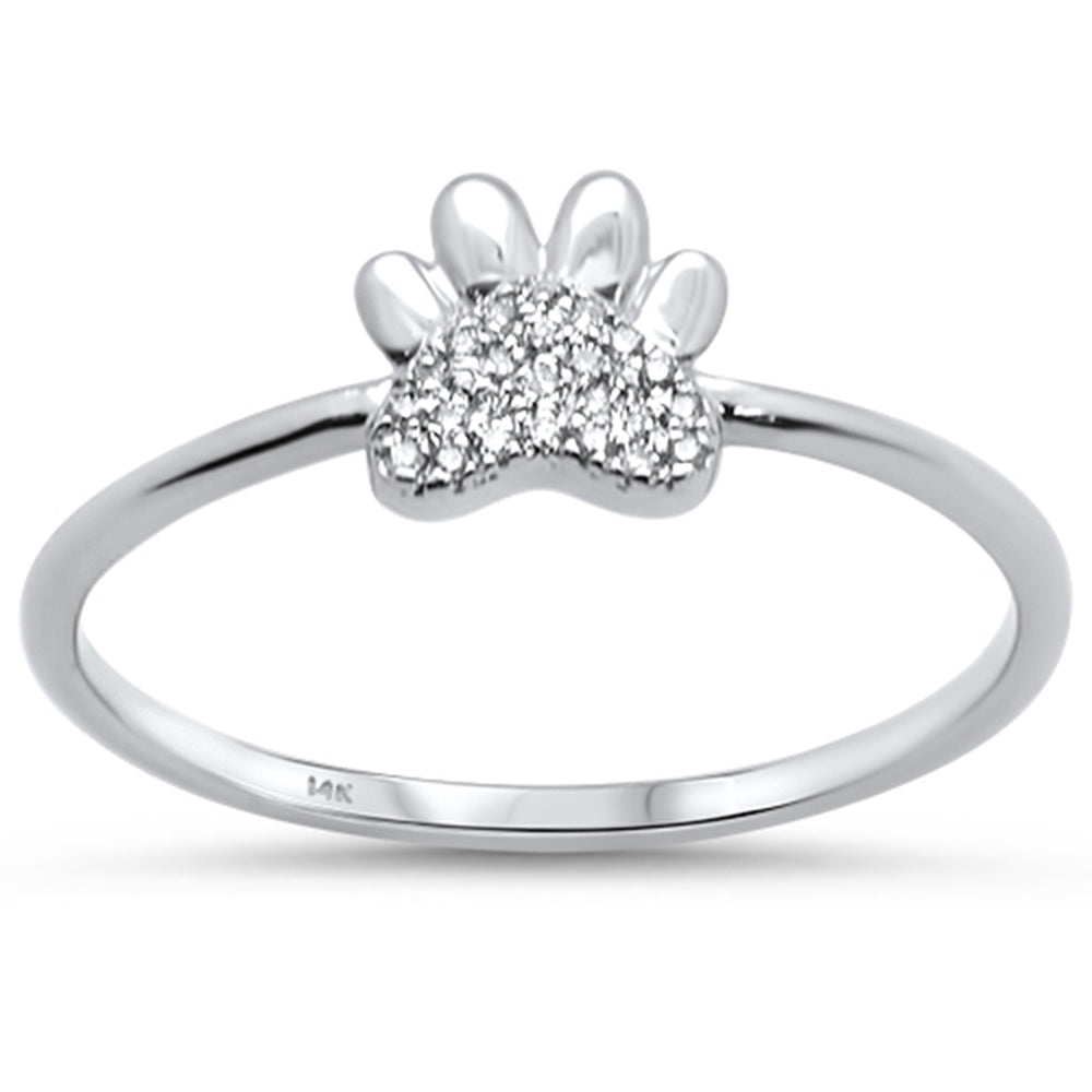 DIAMOND  CLOSEOUT! .04ct 14K White Gold Cute Paw Print Diamond Ring Size 6.5