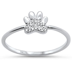 DIAMOND  CLOSEOUT! .04ct 14K White Gold Cute Paw Print Diamond Ring Size 6.5