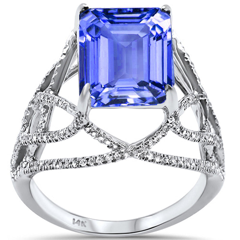 GEMSTONE CLOSEOUT!  5.09ct 14K White Gold Tanzanite & Diamond Ladies Ring size 6.5
