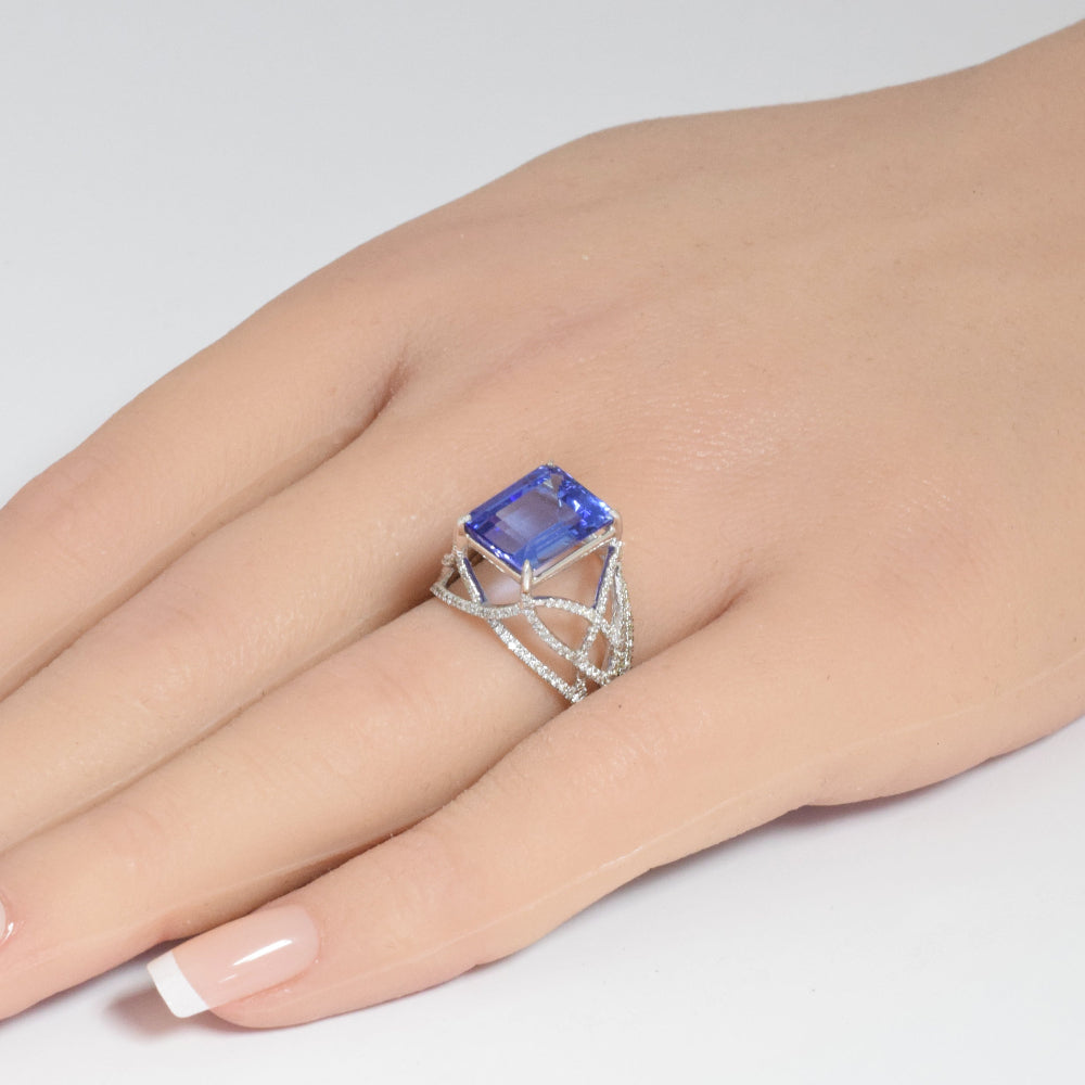 GEMSTONE CLOSEOUT!  5.09ct 14K White Gold Tanzanite & Diamond Ladies Ring size 6.5