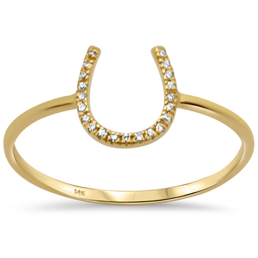 DIAMOND CLOSEOUT!  .03ct 14K Yellow Gold Diamond Horse Shoe Ring Size 6.5