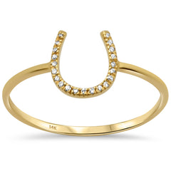DIAMOND CLOSEOUT!  .03ct 14K Yellow Gold Diamond Horse Shoe Ring Size 6.5