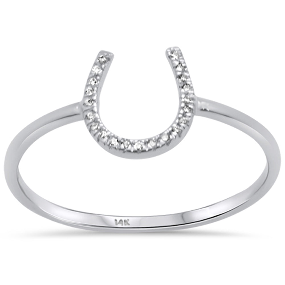 DIAMOND CLOSEOUT!  .03ct 14KT White Gold Horse Shoe Diamond Ring Size 6.5