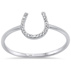 DIAMOND CLOSEOUT!  .03ct 14KT White Gold Horse Shoe Diamond Ring Size 6.5