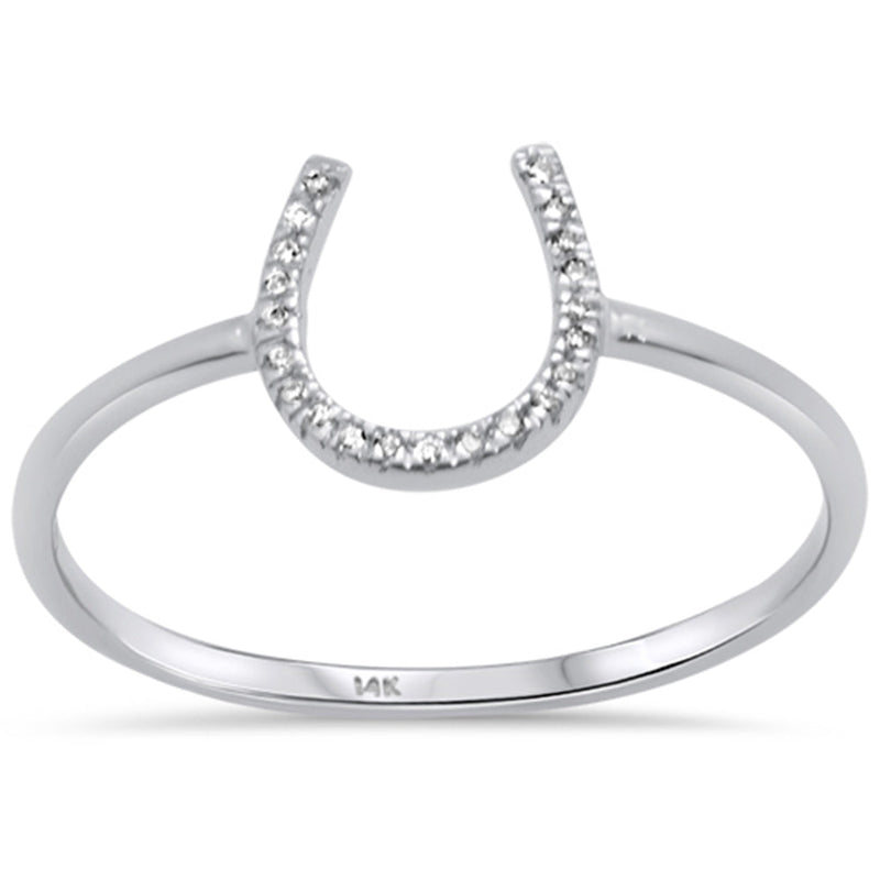DIAMOND CLOSEOUT!  .03ct 14KT White Gold Horse Shoe Diamond Ring Size 6.5