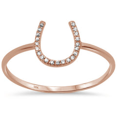 .04ct 14K Rose Gold Round Horse Shoe Diamond Ring Size 6.5