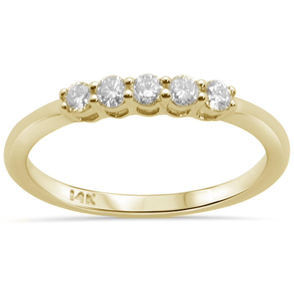 DIAMOND CLOSEOUT! .25ct 14K Yellow Gold 5 Round Diamond Anniversary Band Ring Size 6.5