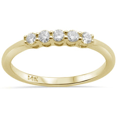 DIAMOND CLOSEOUT! .25ct 14K Yellow Gold 5 Round Diamond Anniversary Band Ring Size 6.5