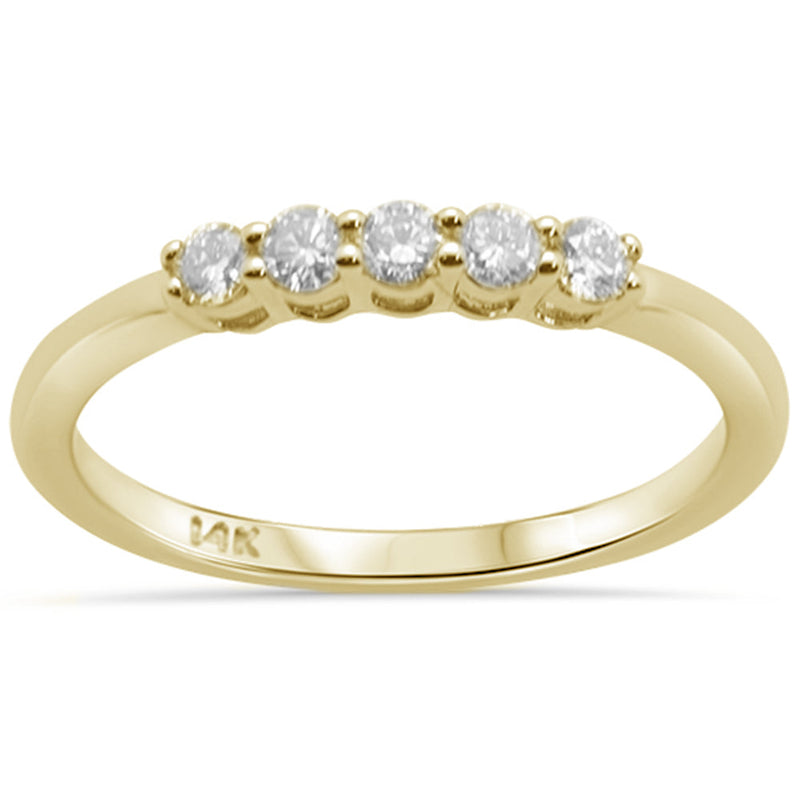 DIAMOND CLOSEOUT! .25ct 14K Yellow Gold 5 Round Diamond Anniversary Band Ring Size 6.5