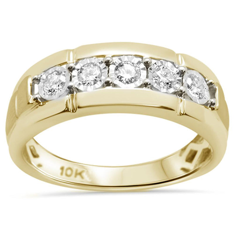 DIAMOND CLOSEOUT!  .39ct 10K Yellow Gold Diamond Men's Ring Band Size 10